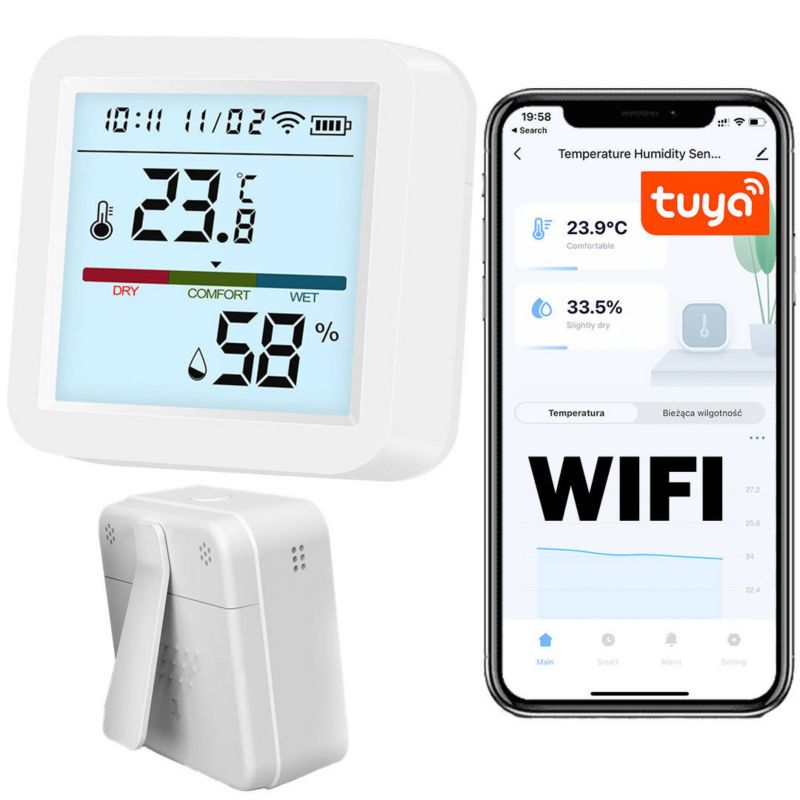 Czujnik temperatury i wilgotności Sone WiFi z ekranem LCD Tuya 1 szt.