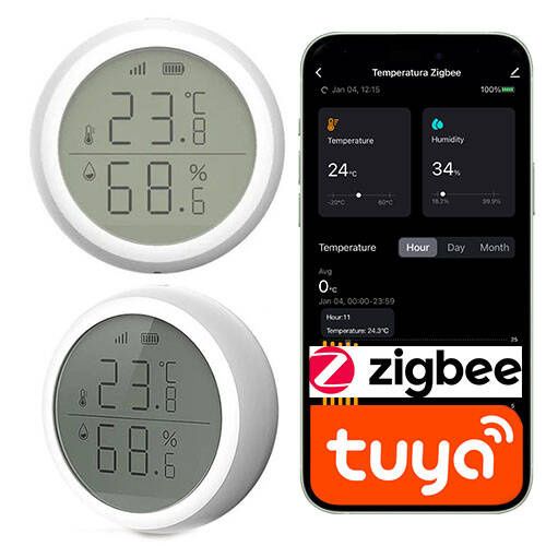 Czujnik temperatury i wilgotności Sone Zigbee Tuya z ekranem LCD 1 szt.