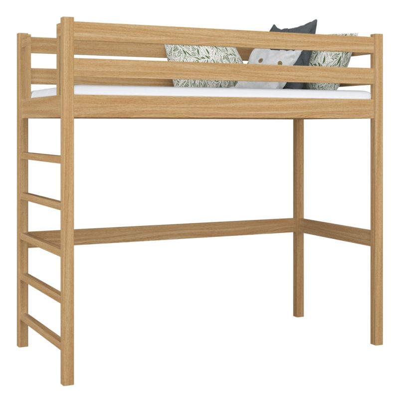 Dębowe łóżko na antresoli N-WOOD N01 80x190 dąb naturalny 1 szt.