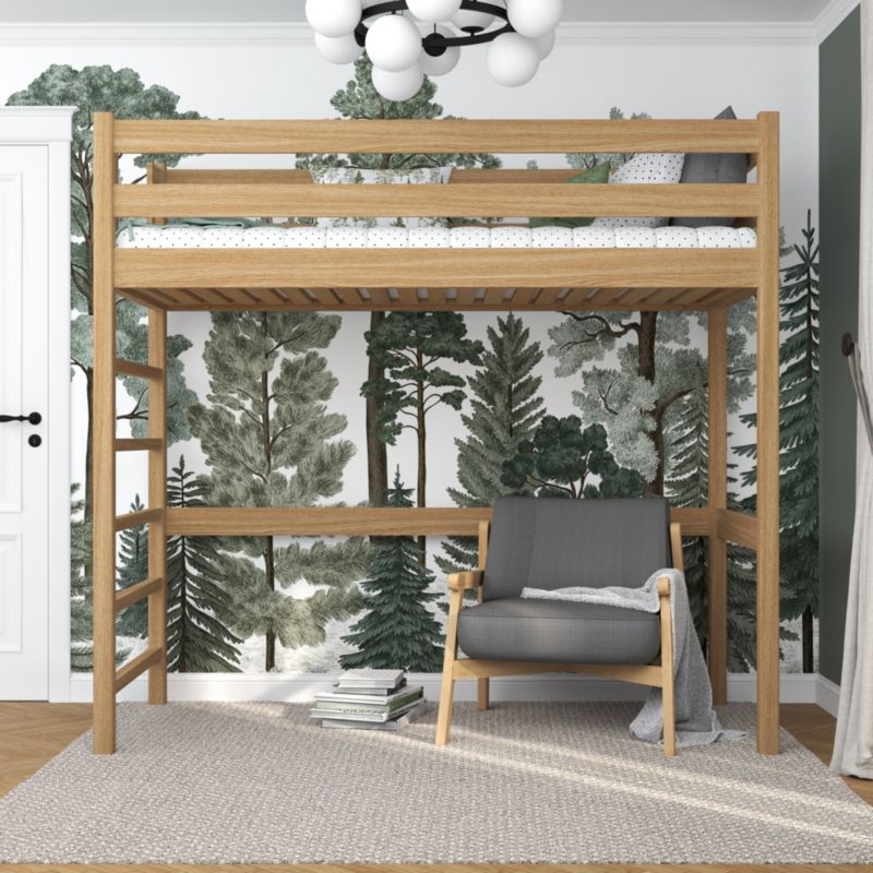 Dębowe łóżko na antresoli N-WOOD N01 80x190 dąb naturalny 1 szt.