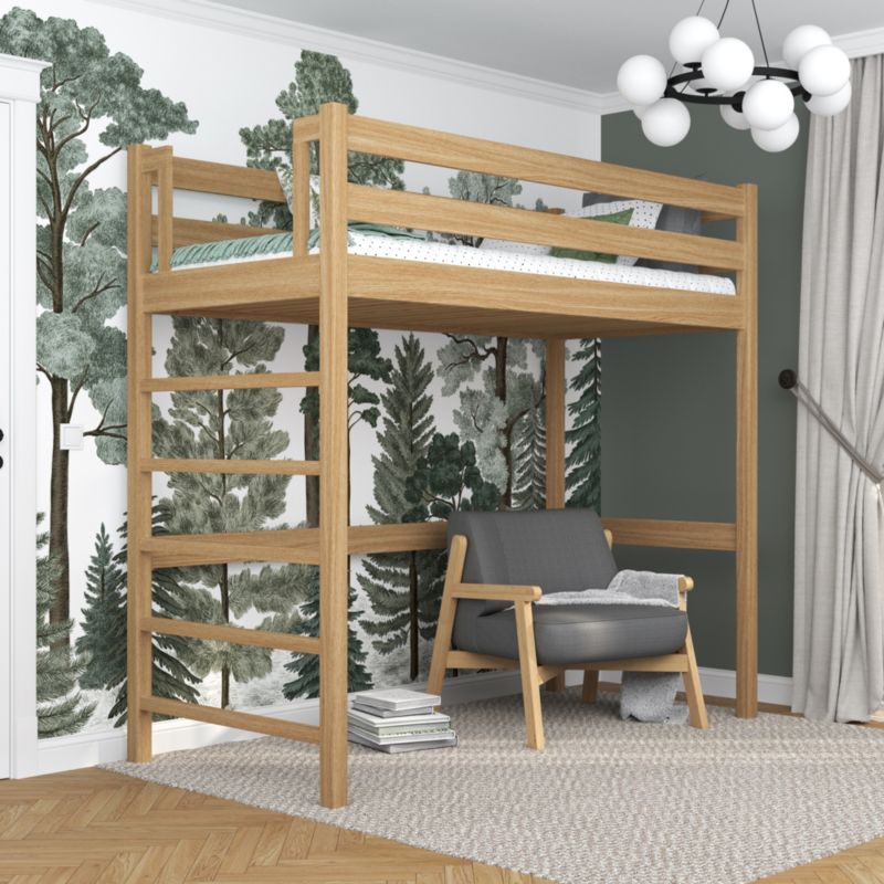 Dębowe łóżko na antresoli N-WOOD N01 80x190 dąb naturalny 1 szt.