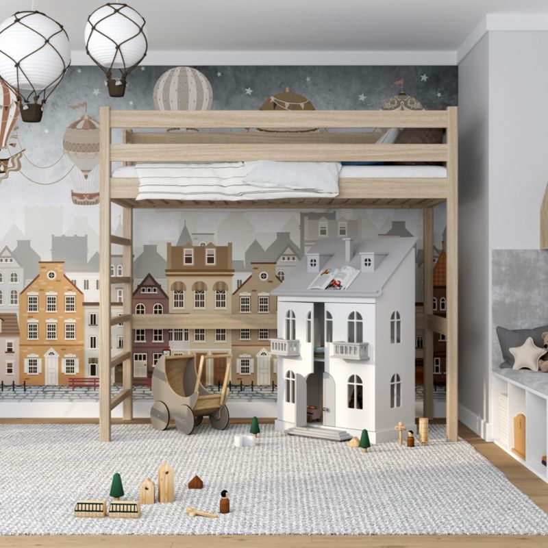 Dębowe łóżko na antresoli N-WOOD N01 90x180 dąb bielony 1 szt.