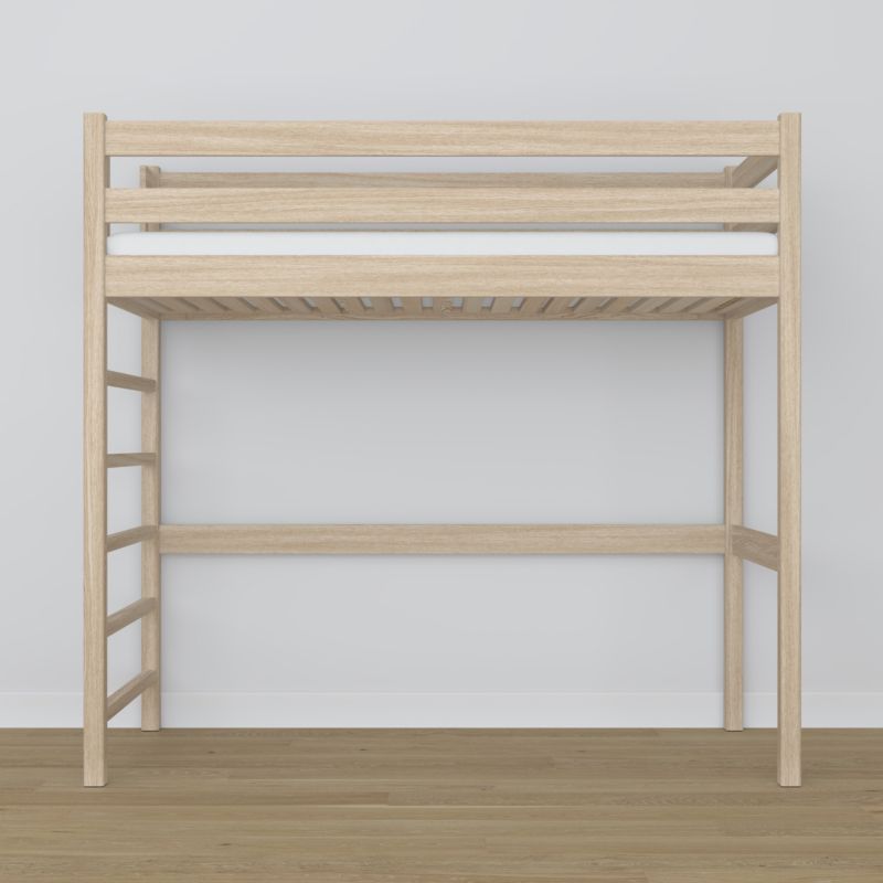 Dębowe łóżko na antresoli N-WOOD N01 90x180 dąb bielony 1 szt.