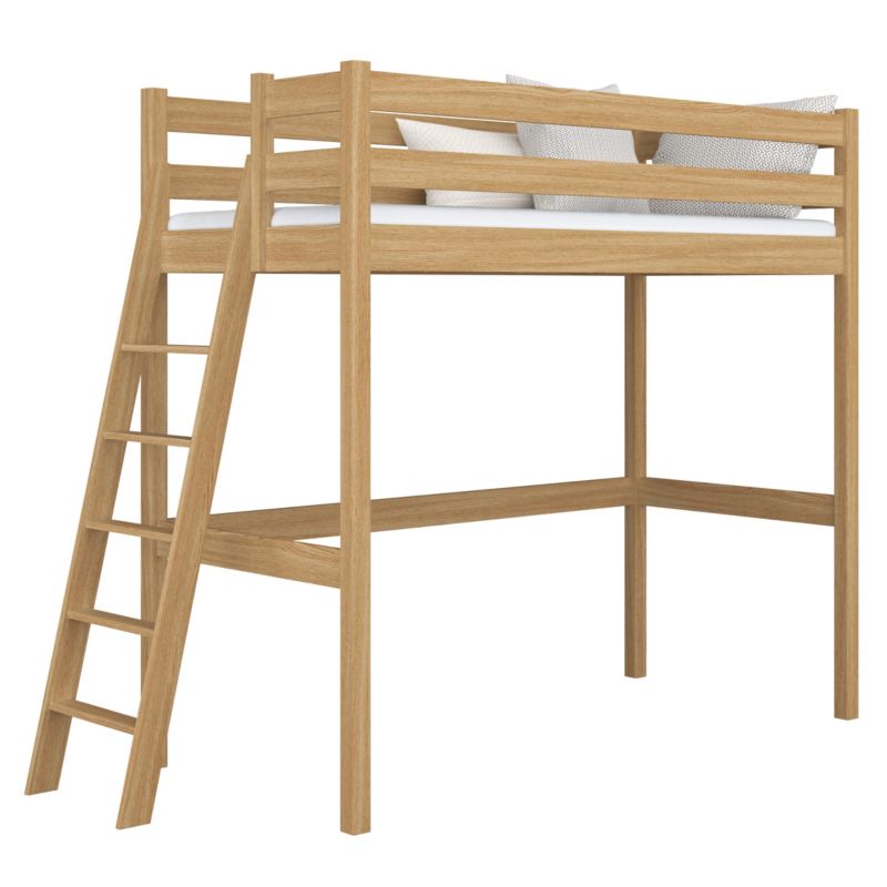 Dębowe łóżko na antresoli N-WOOD N02 80x180 dąb naturalny 1 szt.