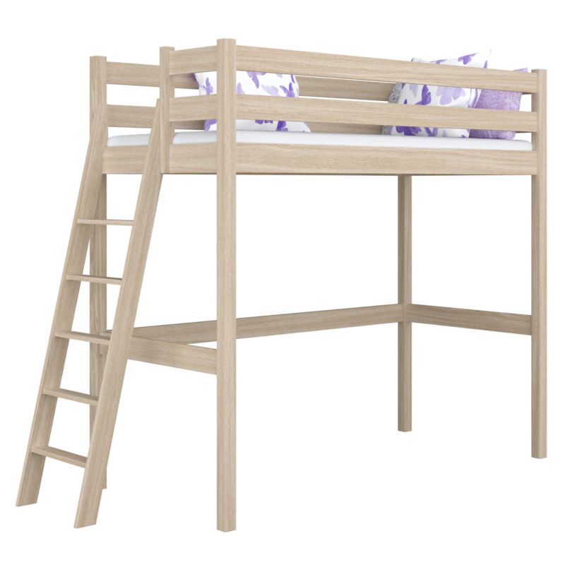 Dębowe łóżko na antresoli N-WOOD N02 80x200 dąb bielony 1 szt.