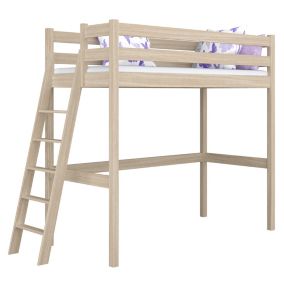 Dębowe łóżko na antresoli N-WOOD N02 80x200 dąb bielony 1 szt.