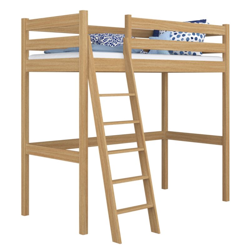 Dębowe łóżko na antresoli N-WOOD N03 120x200 dąb naturalny 1 szt.