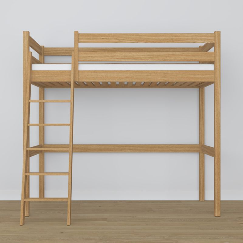 Dębowe łóżko na antresoli N-WOOD N03 120x200 dąb naturalny 1 szt.