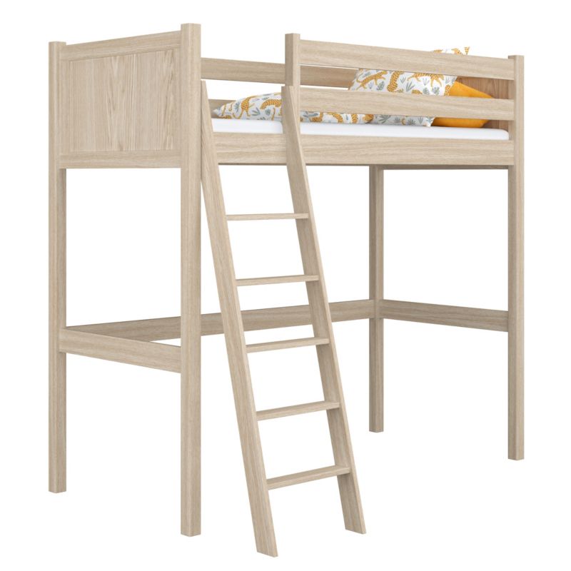 Dębowe łóżko na antresoli N-WOOD N04 100x190 dąb bielony 1 szt.