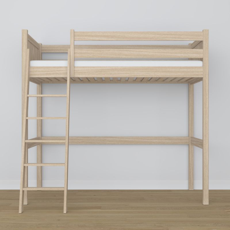 Dębowe łóżko na antresoli N-WOOD N04 100x190 dąb bielony 1 szt.