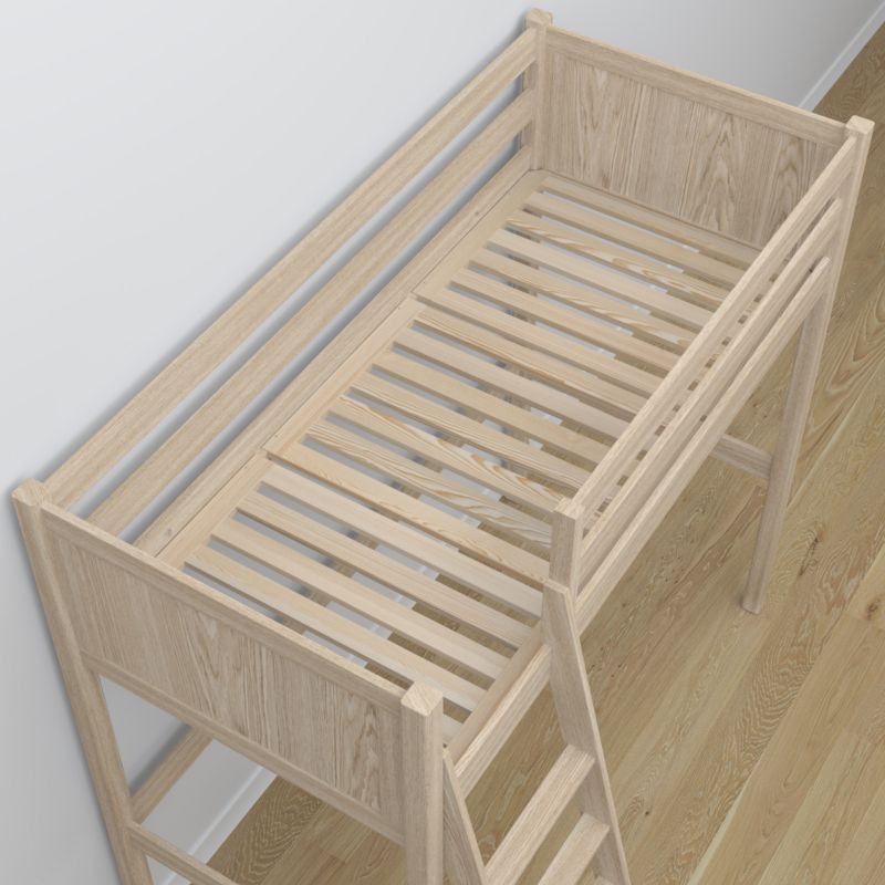 Dębowe łóżko na antresoli N-WOOD N04 100x190 dąb bielony 1 szt.
