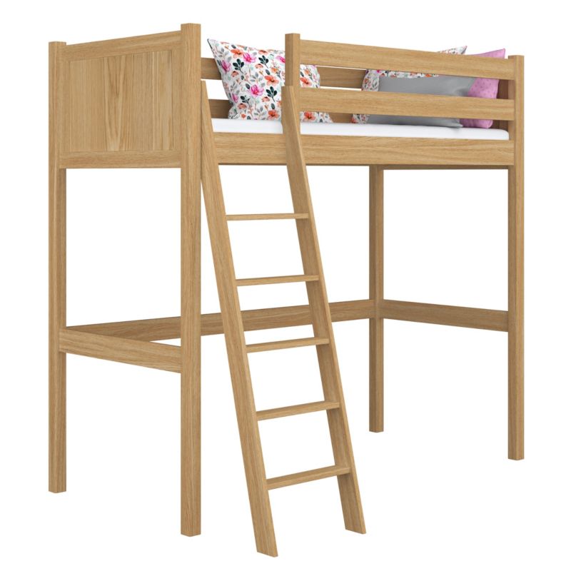 Dębowe łóżko na antresoli N-WOOD N04 120x180 dąb naturalny 1 szt.
