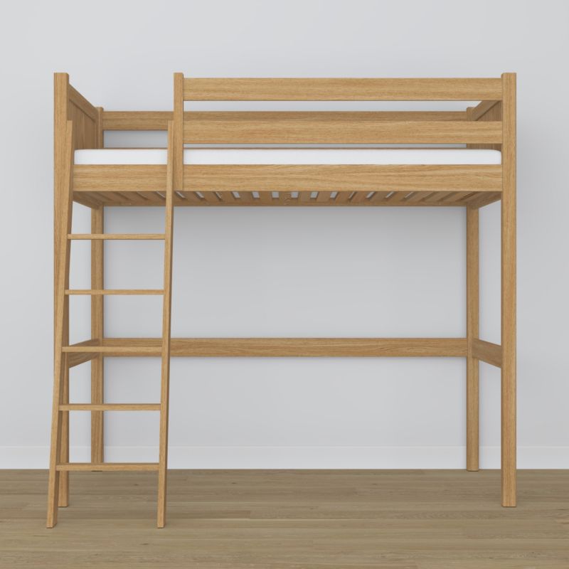 Dębowe łóżko na antresoli N-WOOD N04 120x180 dąb naturalny 1 szt.