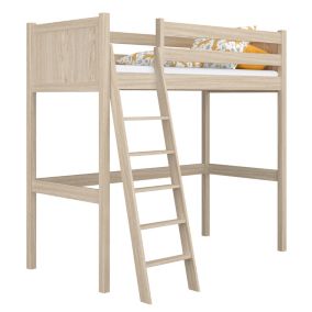 Dębowe łóżko na antresoli N-WOOD N04 80x200 dąb bielony 1 szt.