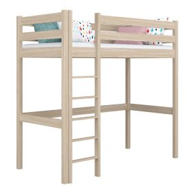 Dębowe łóżko na antresoli N-WOOD N05 100x180 dąb bielony 1 szt.