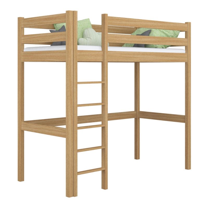 Dębowe łóżko na antresoli N-WOOD N05 120x190 dąb naturalny 1 szt.