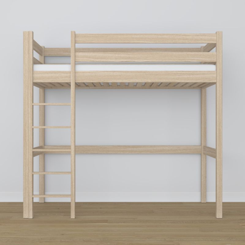 Dębowe łóżko na antresoli N-WOOD N05 80x180 dąb bielony 1 szt.