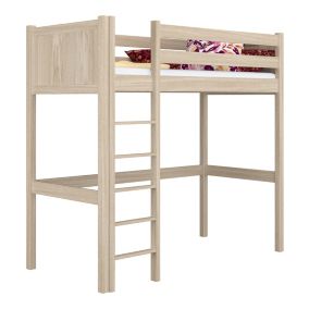 Dębowe łóżko na antresoli N-WOOD N06 90x180 dąb bielony 1 szt.
