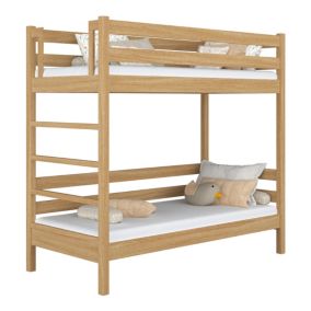 Dębowe łózko piętrowe N-WOOD N03 100x200 dąb naturalny 1 szt.