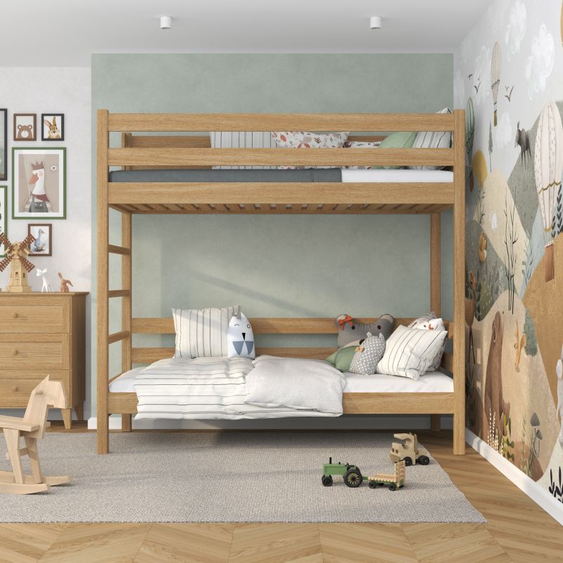 Dębowe łózko piętrowe N-WOOD N03 120x190 dąb naturalny 1 szt.