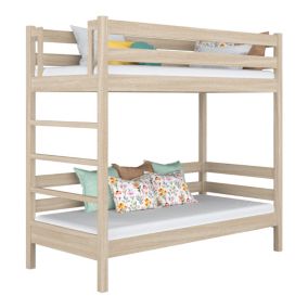 Dębowe łózko piętrowe N-WOOD N03 90x200 dąb bielony 1 szt.