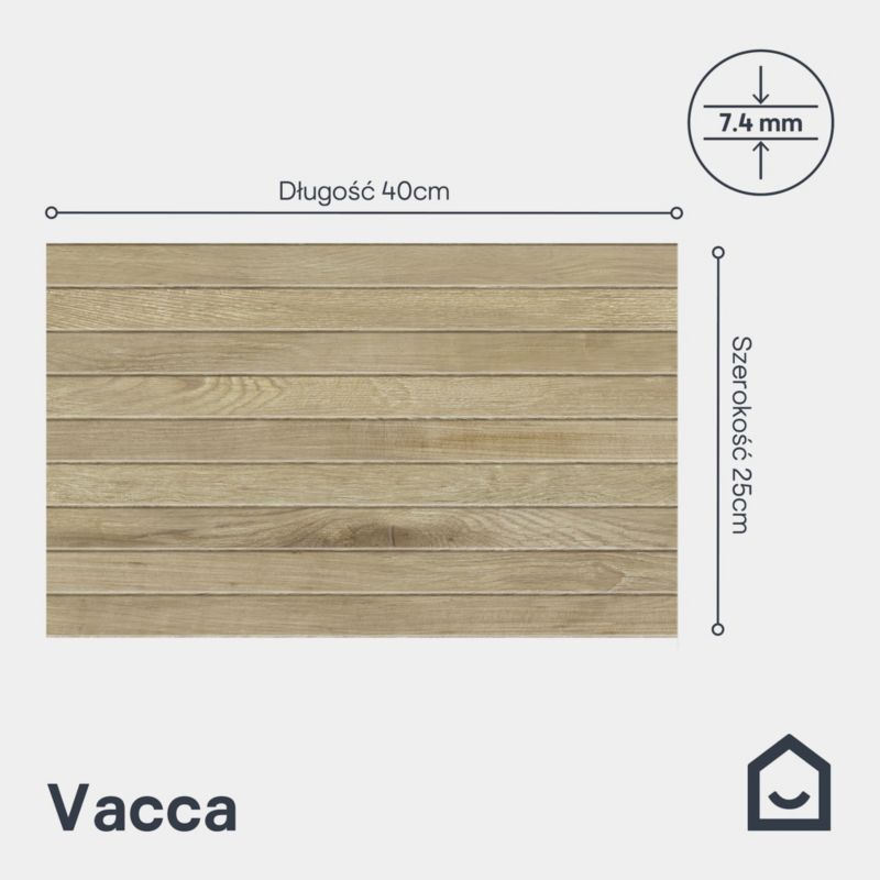 Dekor Vacca 25 x 40 cm slat beige