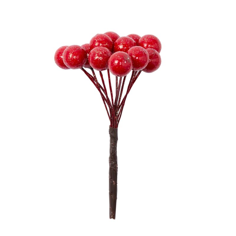 Dekoracja gałązka mini z jagodami czerwona