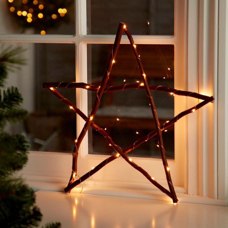 Dekoracja gwiazda LED drewniana 43 cm