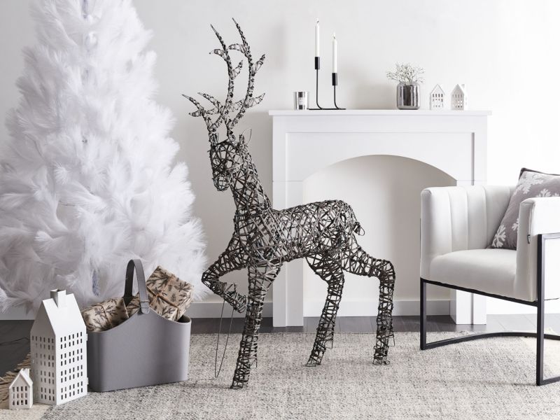 Dekoracja ogrodowa LED Husavik 140 cm Renifer Srebrny 1 szt.