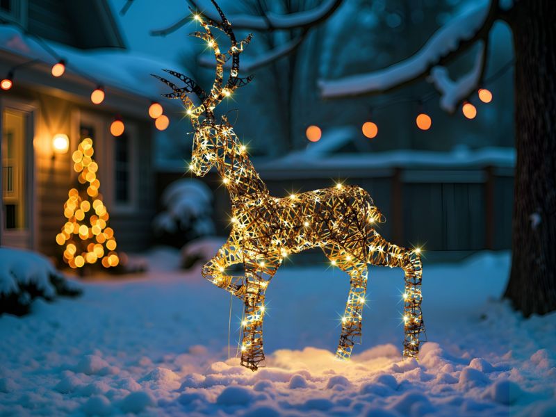 Dekoracja ogrodowa LED Husavik 140 cm Renifer Srebrny 1 szt.