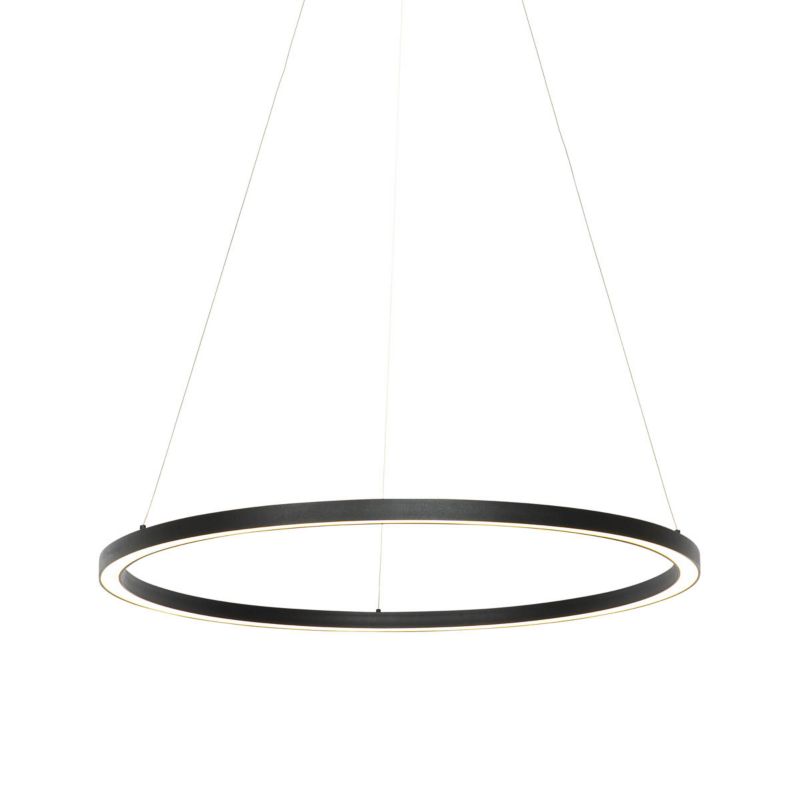 Designerski lampa wisząca do stołu jadalnego Qazqa Girello 80 czarny okrągły led zintegrowana 35W zestawie Integrated led 1 szt.