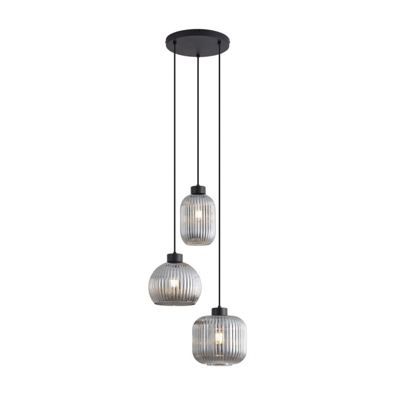 Designerski lampa wisząca z kloszem (3 punkty) Qazqa Ana 40 czarny okrągły max 15W E27 z 3 punktami świetlnymi  1 szt.
