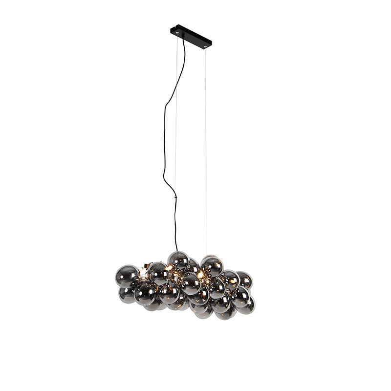 Designerski lampa wisząca z kloszem (5 punktów) do stołu jadalnego Qazqa Uvas 80 czarny max 28W G9 z 8 punktami świetlnymi  1 szt.