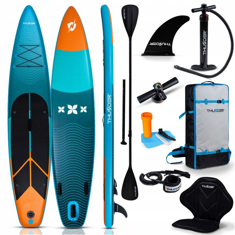 Deska SUP 365 cm pompowana do pływania Thunder wytrzymała zestaw z siedziskiem wiosłem i plecakiem 1szt.
