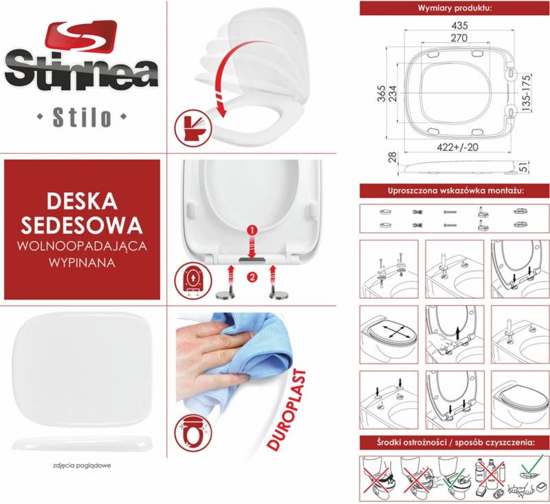 Deska WC Stilo z duroplastu wolnoopadająca biała