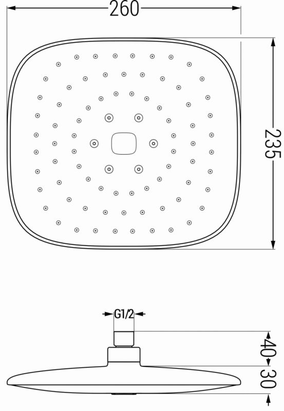 Deszczownica kwadratowa Mexen D-33 czarna 23x23 cm 1 szt.
