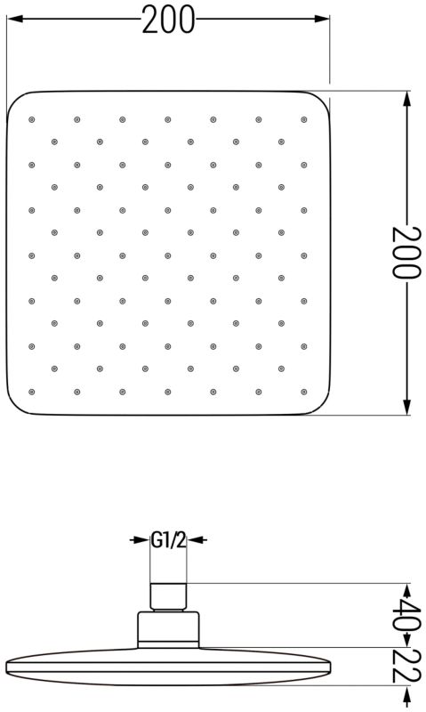 Deszczownica Mexen D-62 czarna 20x20 cm 1 szt.