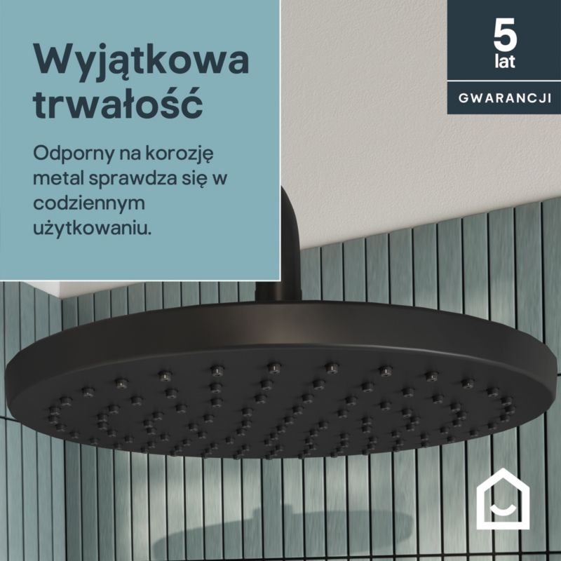 Deszczownica prysznicowa GoodHome Cavally 25 cm czarny mat