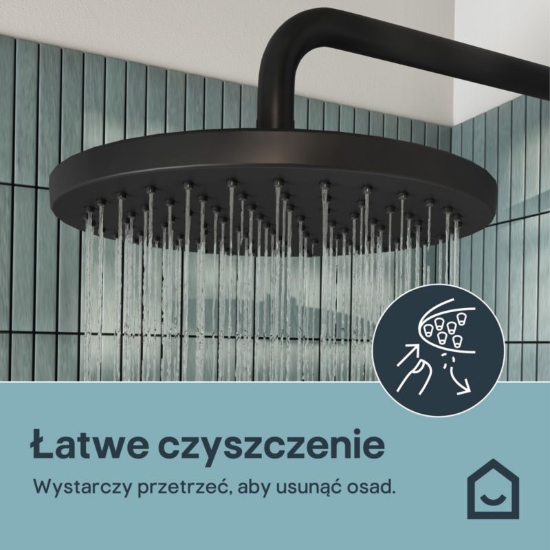 Deszczownica prysznicowa GoodHome Cavally 25 cm czarny mat