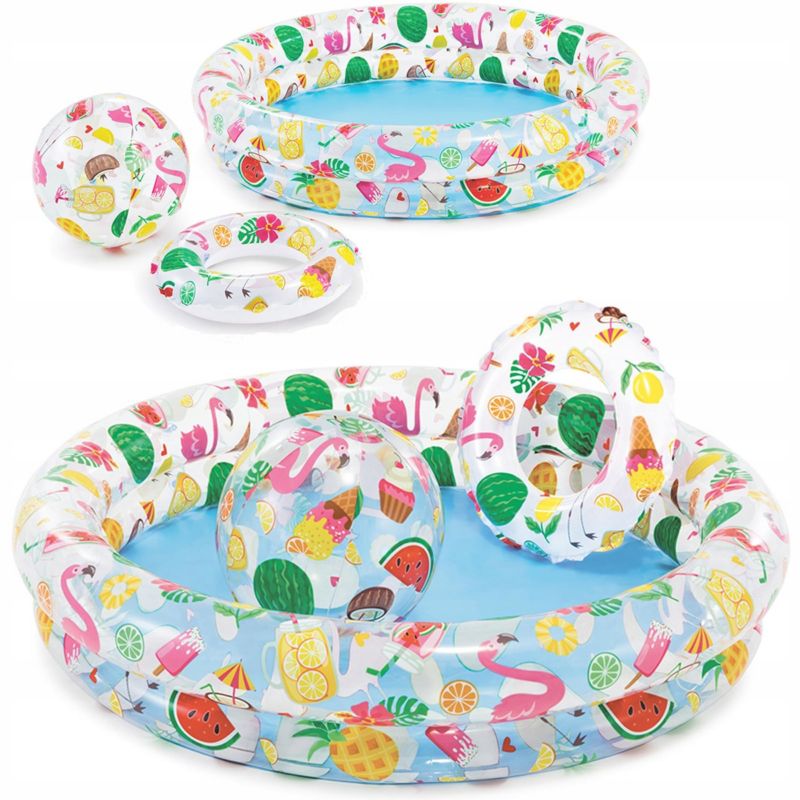 Dmuchany brodzik plażowy INTEX 59460NP, kolorowy wzór, piłka 51 cm i koło 51 cm, 1 szt.