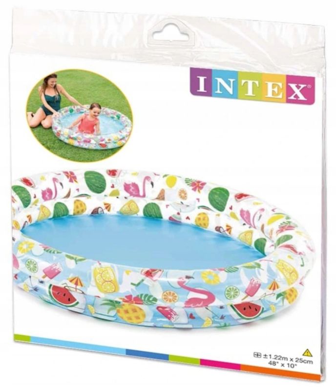 Dmuchany brodzik plażowy INTEX 59460NP, kolorowy wzór, piłka 51 cm i koło 51 cm, 1 szt.
