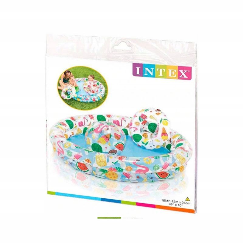 Dmuchany brodzik plażowy INTEX 59460NP, kolorowy wzór, piłka 51 cm i koło 51 cm, 1 szt.