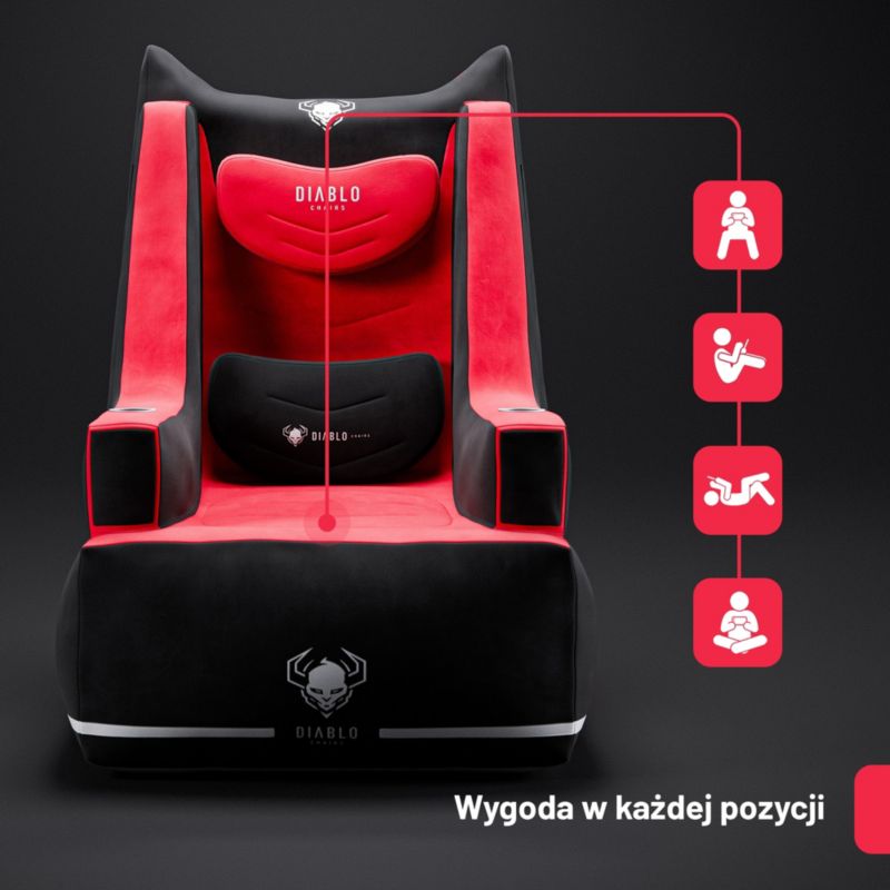 Dmuchany fotel gamingowy Diablo X-Bager czarno-czerwony 1 szt