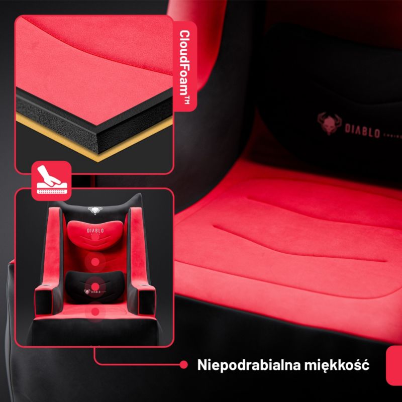 Dmuchany fotel gamingowy Diablo X-Bager czarno-czerwony 1 szt