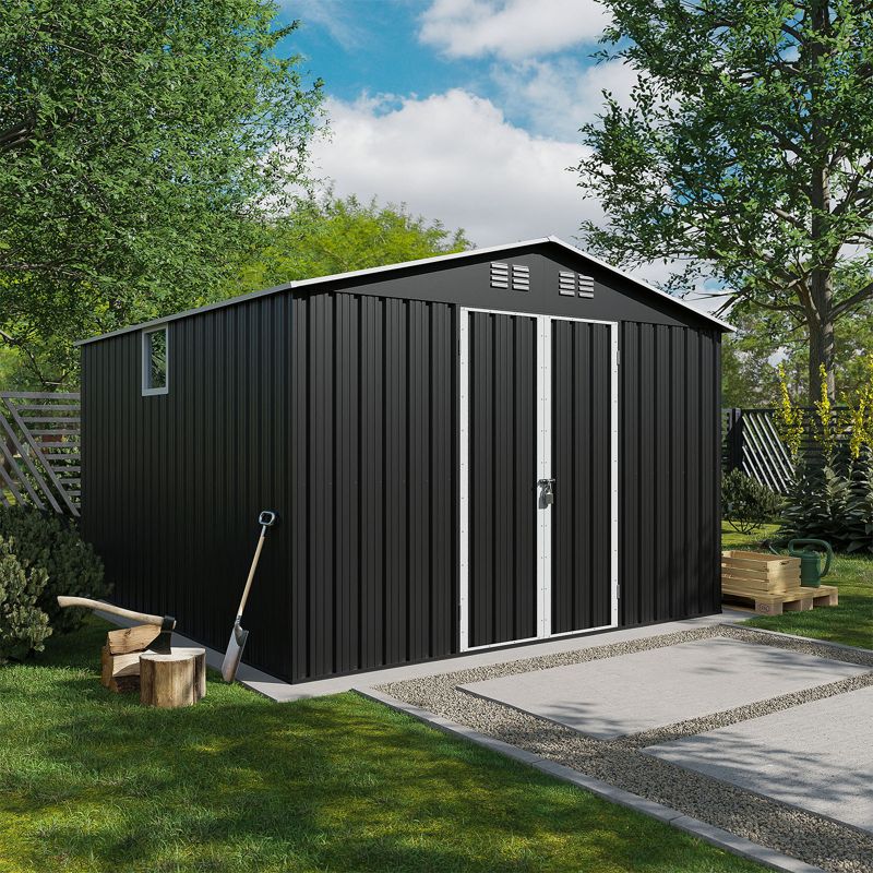 Domek metalowy NORDVIC Thor 283x313 cm, uchylne drzwi, Cold Grey 1 szt.