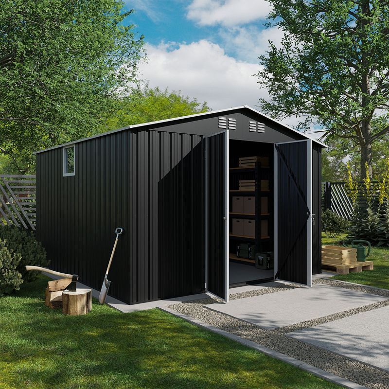 Domek metalowy NORDVIC Thor 283x313 cm, uchylne drzwi, Cold Grey 1 szt.