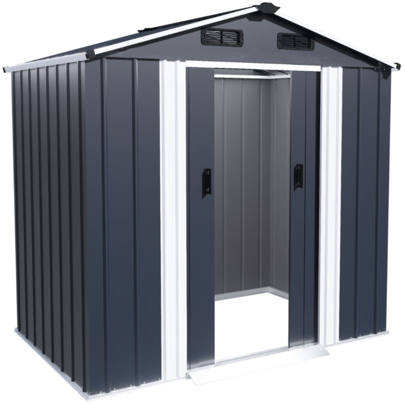 Domek narzędziowy FUNFIT GARDEN schowek ogrodowy metalowy 199 x 131 x 196 cm szary 1szt.