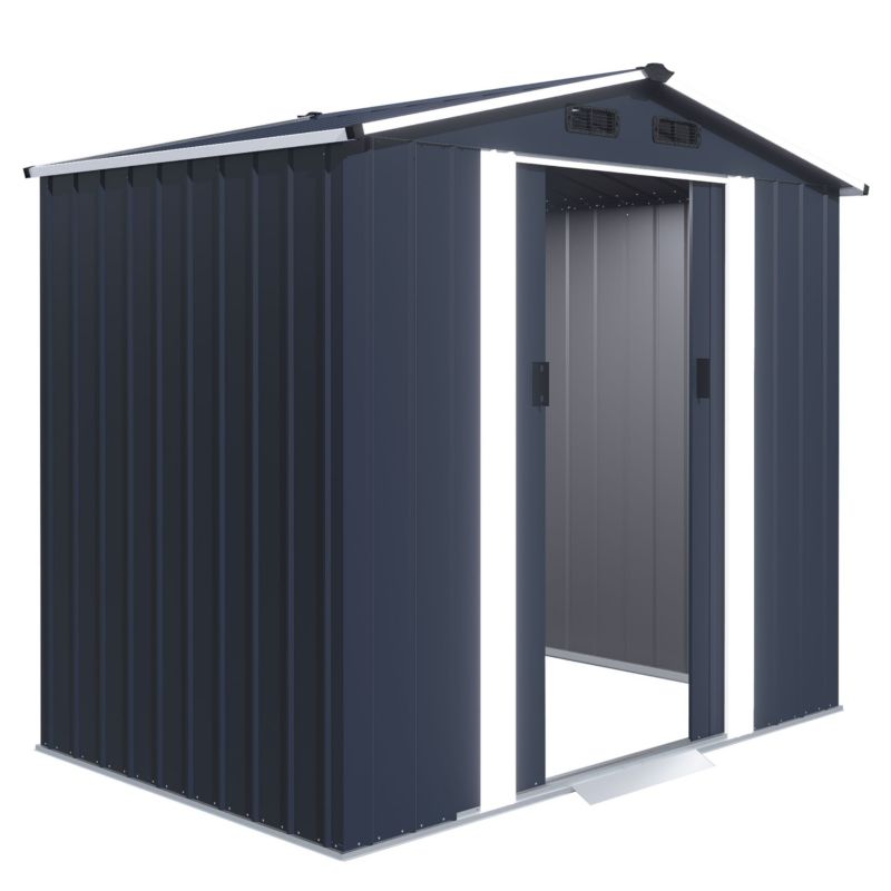 Domek narzędziowy FUNFIT GARDEN schowek ogrodowy metalowy 240x180x222 cm szary 1szt.