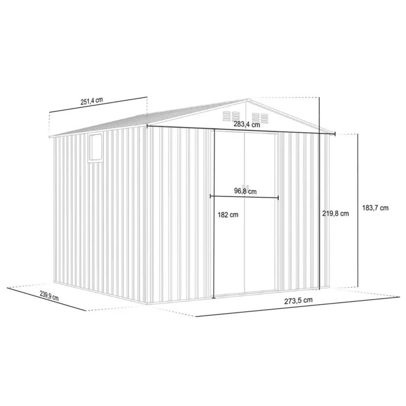 Domek narzędziowy metalowy NORDVIC Magni 2830x1890 mm, przesuwne drzwi, Cold Grey 1 szt