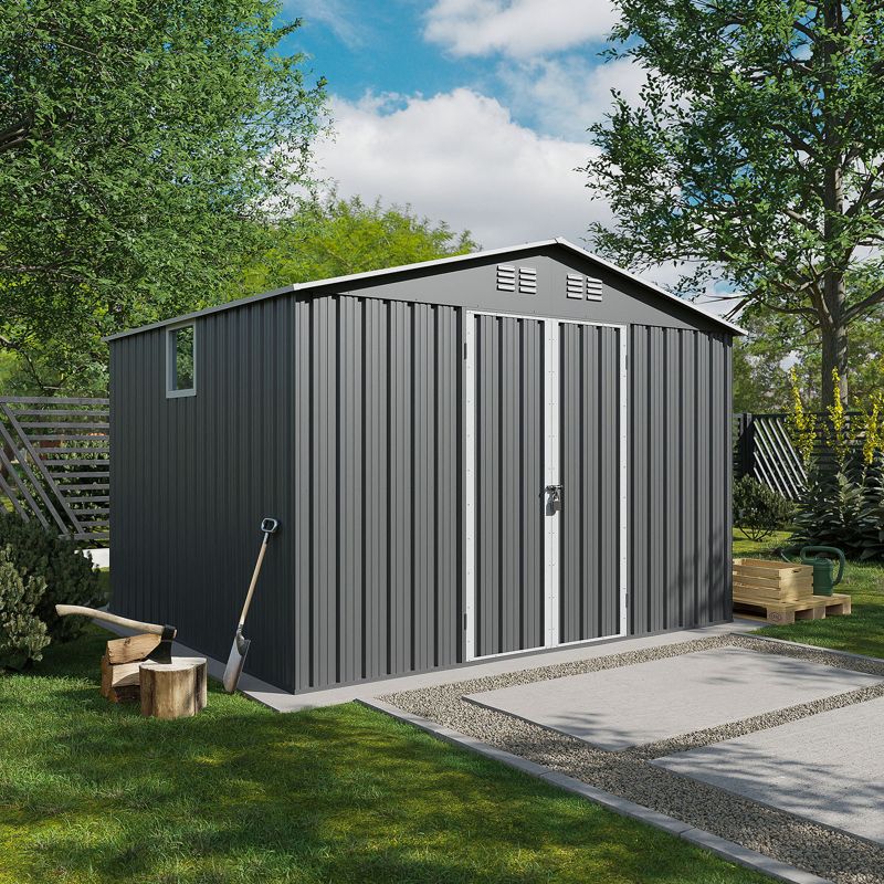 Domek narzędziowy metalowy NORDVIC Thor 2830x2510 mm, uchylne drzwi, Light Grey 1 szt.